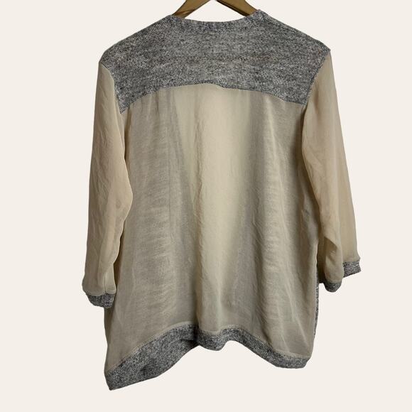 Urban Outfitters Silence + Noise Gray Cream Sheer Open Cardigan Sweater Size S - Picture 6 of 8